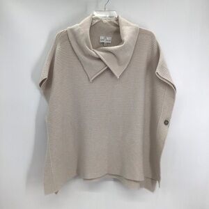 Belle France Women’s Pull-over Poncho Sweater Casual Career Beige Size S/M
